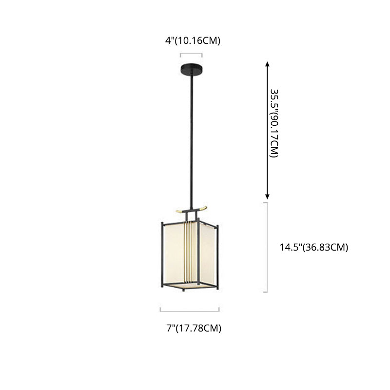 Rettangolo tessuto tonalità a sospensione lampada a sospensione in stile cinese 1 camera da letto leggero luce appennata