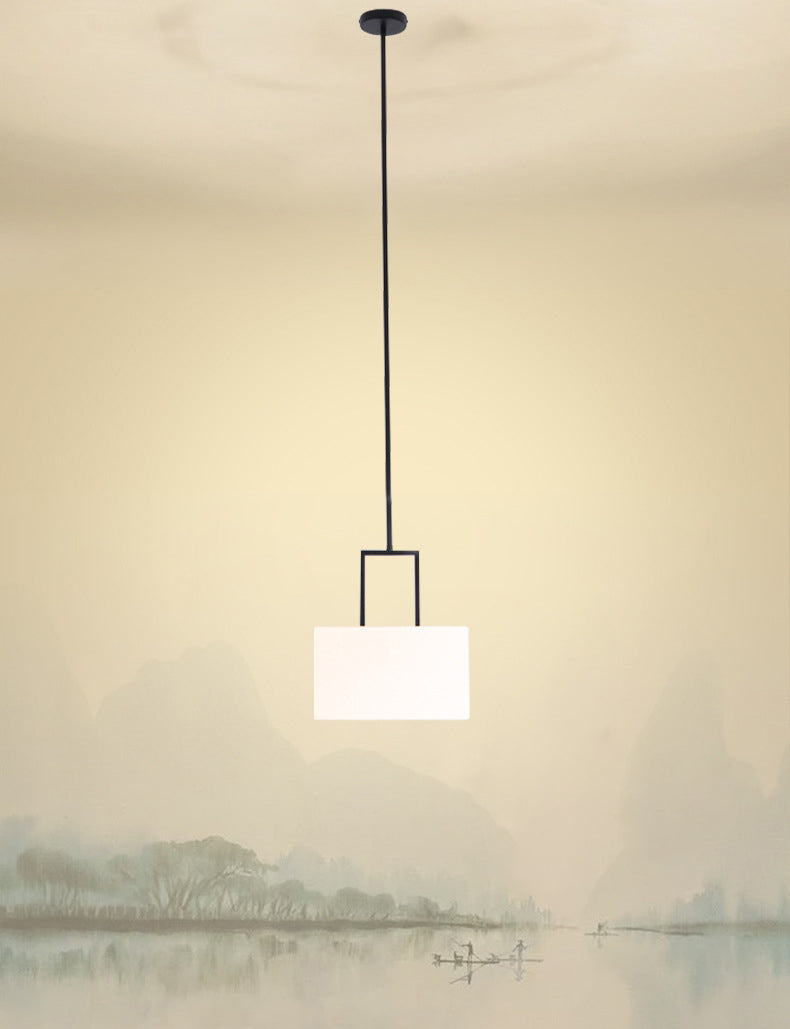 Drum White Linen Shade Pendant Hanging Lamp Modern Minimalist 1 Light Hanging Ceiling Light for Bedroom