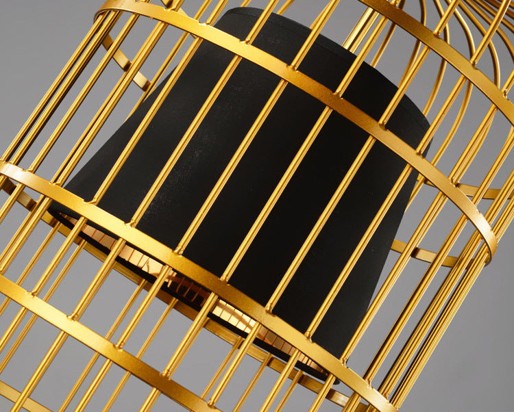 Gold Cage Shade Pendant Lighting New Chinese Style Retro 1 Light Restaurant Hanging Lamp