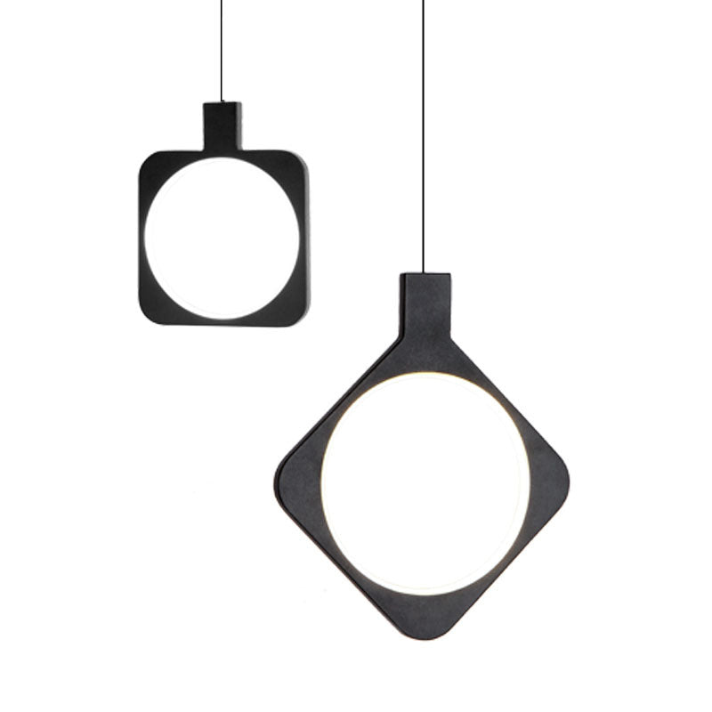 Black Geometrical Shape LED Pendant lampe moderne lampe à suspension de métal minimaliste moderne pour le salon