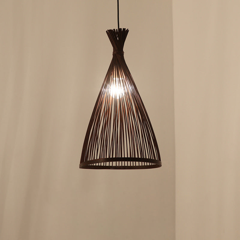 Lampada conica a ciondolo di lampada cinese Minimalista Bamboo 1 Ciondolo a sospensione del ristorante leggero