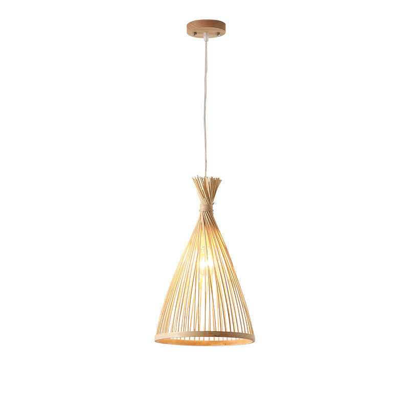 Lampada conica a ciondolo di lampada cinese Minimalista Bamboo 1 Ciondolo a sospensione del ristorante leggero