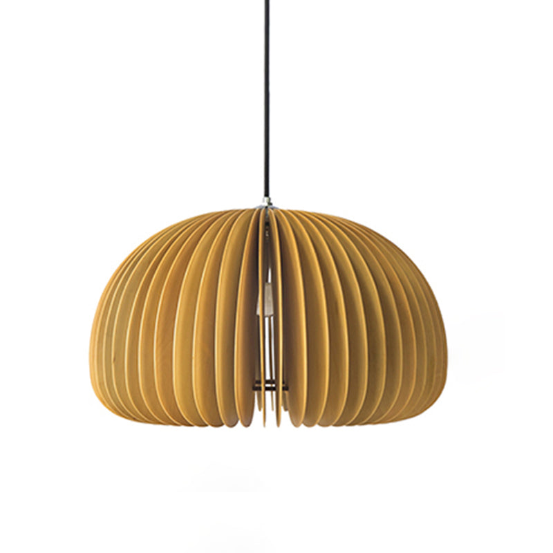 Luz de calabaza de madera de madera beige estilo chino 1 lámpara colgante de techo de restaurante ligero