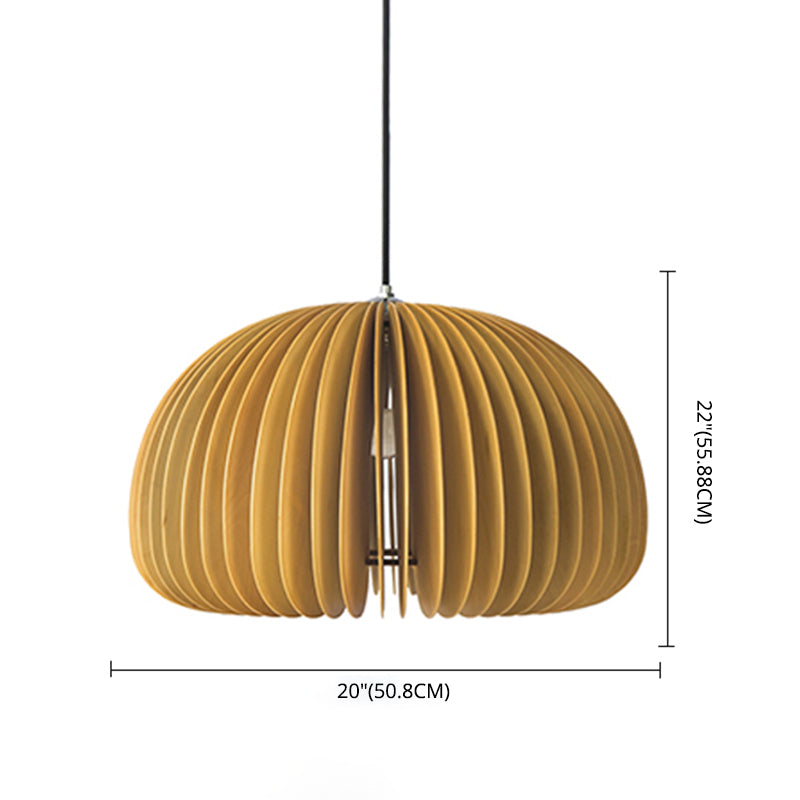 Luz de calabaza de madera de madera beige estilo chino 1 lámpara colgante de techo de restaurante ligero