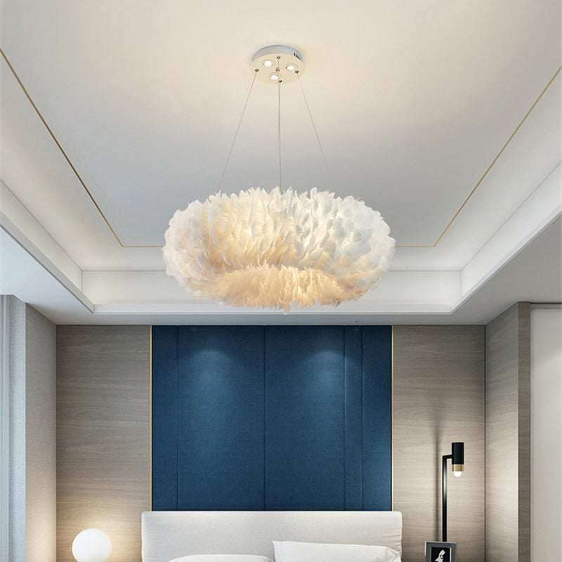 Art déco Feather Pendant Lighting moderne nordique créatif rond rond de plafond plafond pour chambre à coucher