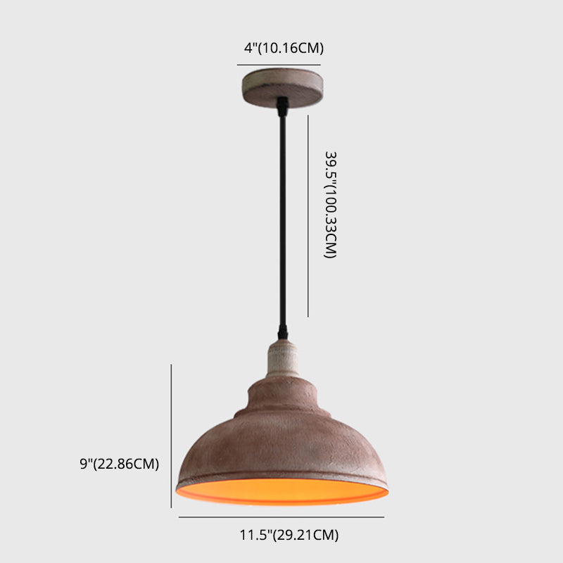 1 Light Pendant Light Industrial Retro Dome Shade Metal Hanging Lamp for Dining Room