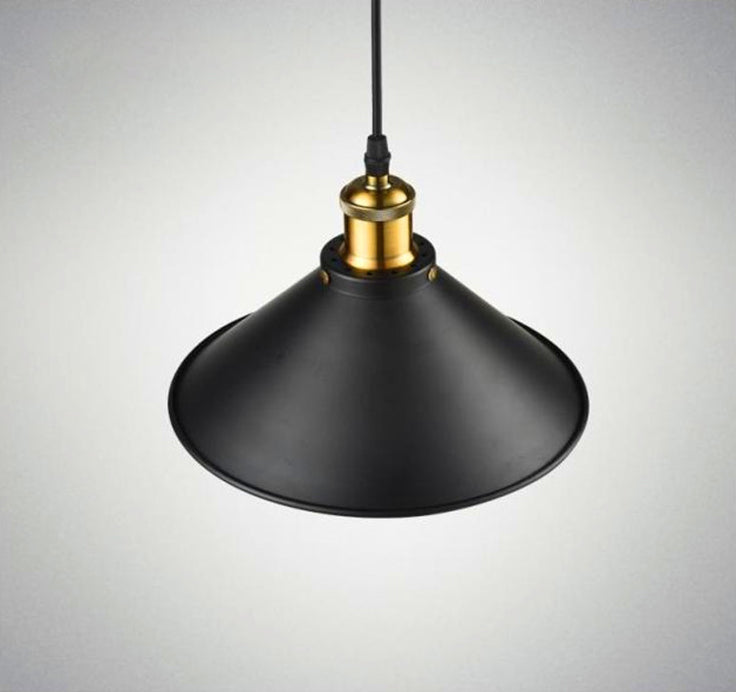 Black 1 Light Pendant Light Industrial Retro Tapered Shade Metal Hanging Lamp  for Dining Room