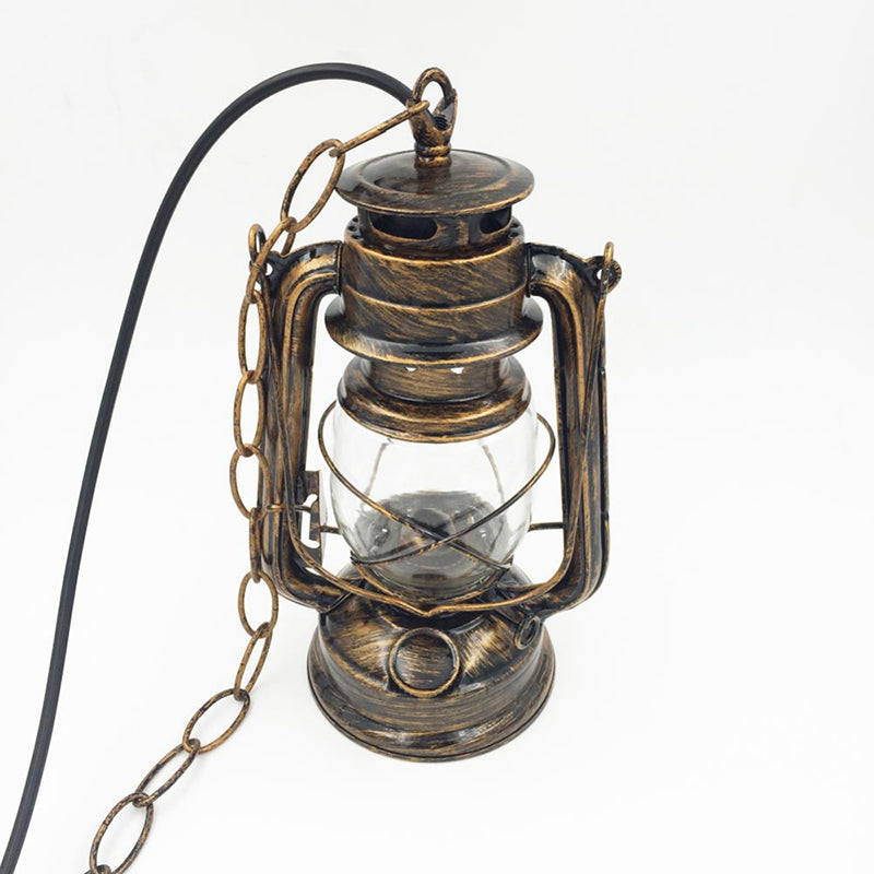 Vintage Industrial Kerosene Horse Pendant Light Metal Chain 1 Light Restaurant Hanging Lamp