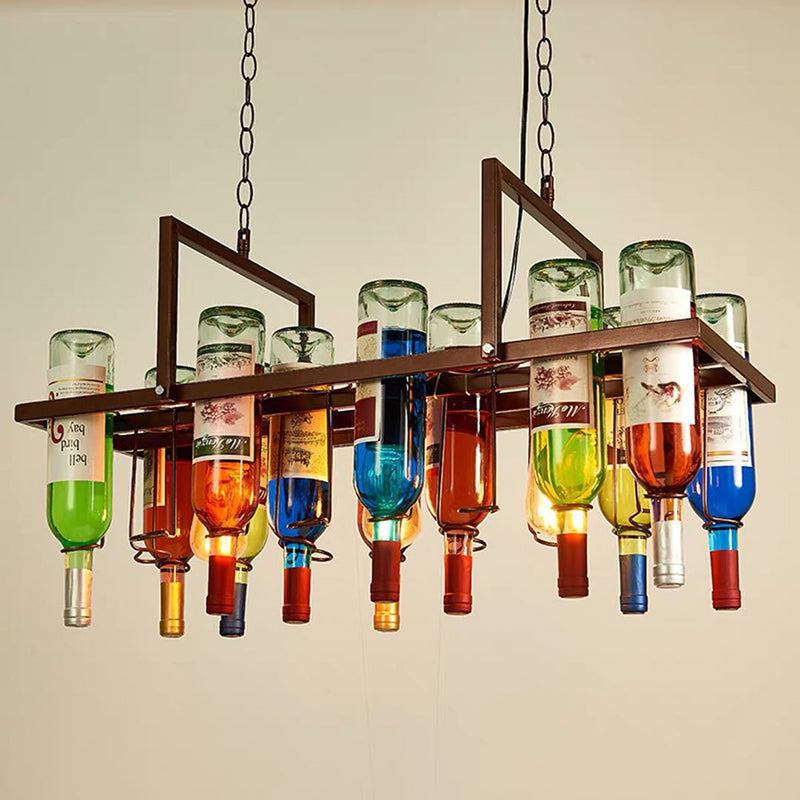 Bunte Weinflasche kreative Kronleuchter Lampe Kunst Dekorativ Retro Hanging Light für Restaurantbars