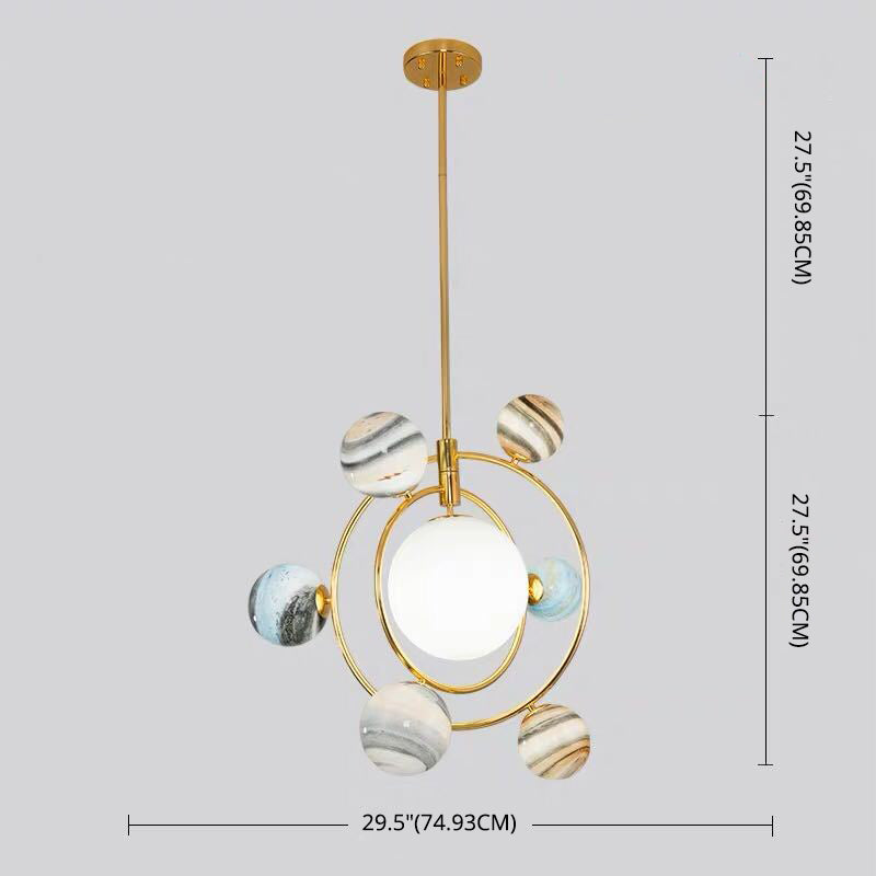 Planet Modeling Glass Ball Chandelier Lamp Nordic Style Multi-Lights Moon Suspension Lighting Fixture for Dining Room