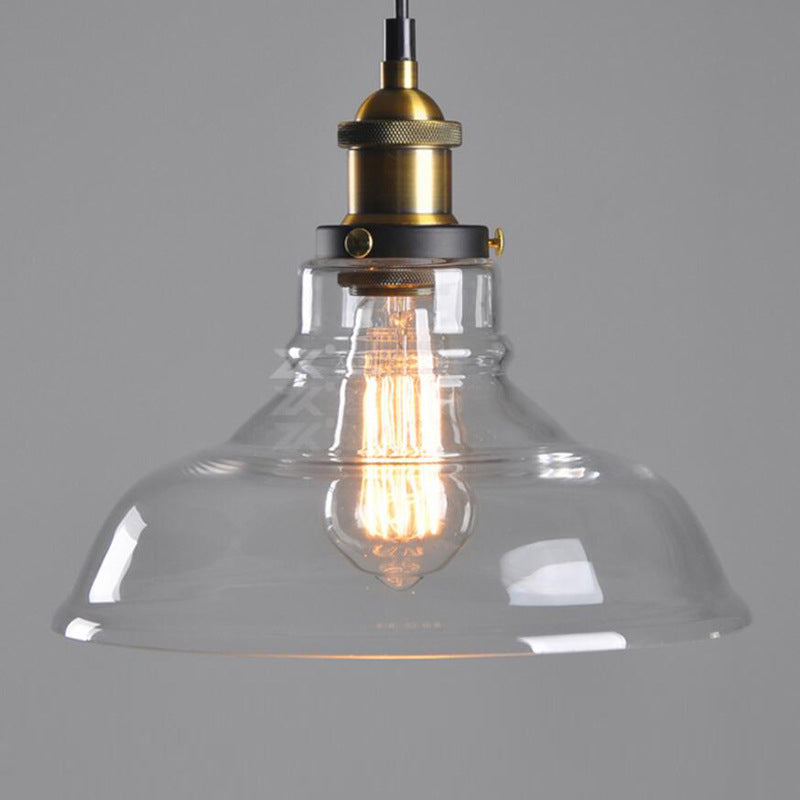 Transparante glazen koepelschading suspensielamp vintage industrie stijl enkele lamp hangend licht voor gangpad