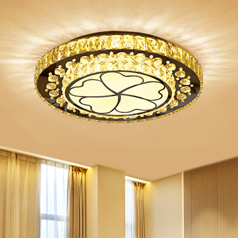 Tiered Crystal Flush Light Contemporary White LED Ceiling Lighting in Third Gear