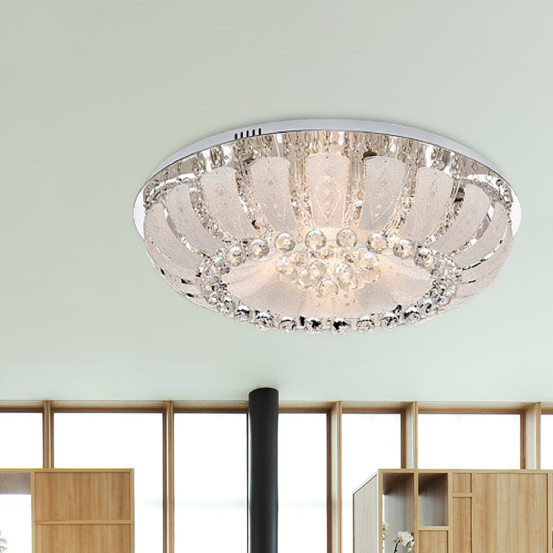 Dome Clear Faceted Crystal Ball Flush Light Modernism 19.5"/23.5" Wide LED Ceiling Lamp