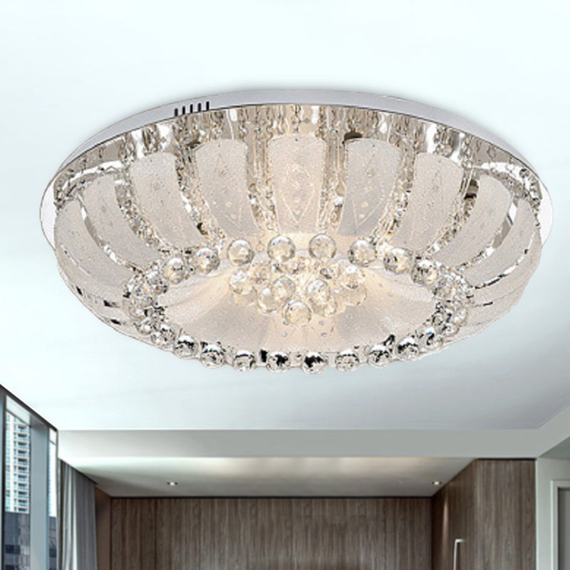 Dome Clear Faceted Crystal Ball Flush Light Modernism 19.5"/23.5" Wide LED Ceiling Lamp