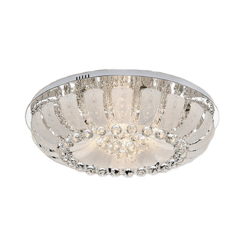 Dome Clear Faceted Crystal Ball Flush Light Modernism 19.5"/23.5" Wide LED Ceiling Lamp