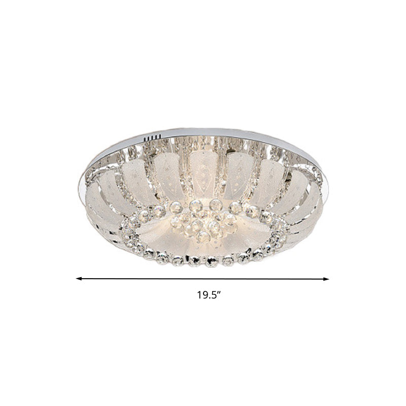 Dome Clear Faceted Crystal Ball Flush Light Modernism 19.5"/23.5" Wide LED Ceiling Lamp