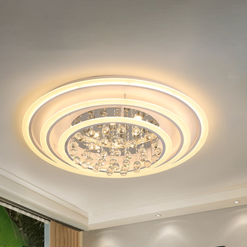 Lampada da soffitto rotonda bianca Semplice Acrilico e Cristallo Ball LED Flush Mount Luce in Luce Bianca/Telecomando Stepless Dimming