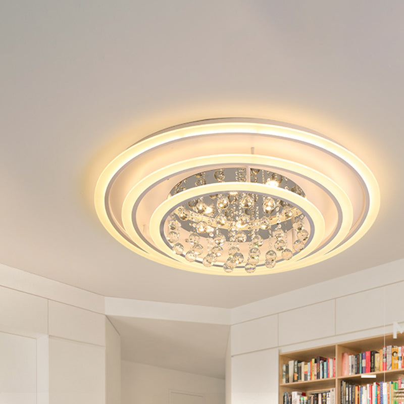 Lampada da soffitto rotonda bianca Semplice Acrilico e Cristallo Ball LED Flush Mount Luce in Luce Bianca/Telecomando Stepless Dimming