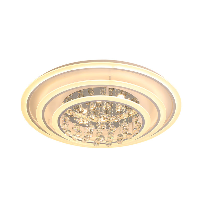 Witte Ronde Plafond Lamp Eenvoudige Acryl en Crystal Ball LED Flush Mount Light in Wit Licht/Remote Control Stepless Dimming