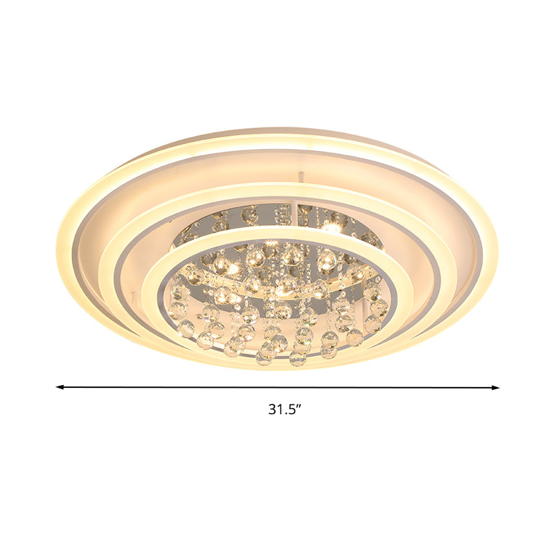 Weiße runde Deckenlampe einfache Acryl-und Kristallkugel-LED Flush Mount Light in weißem Licht/Fernbedienung Stepless Dimming