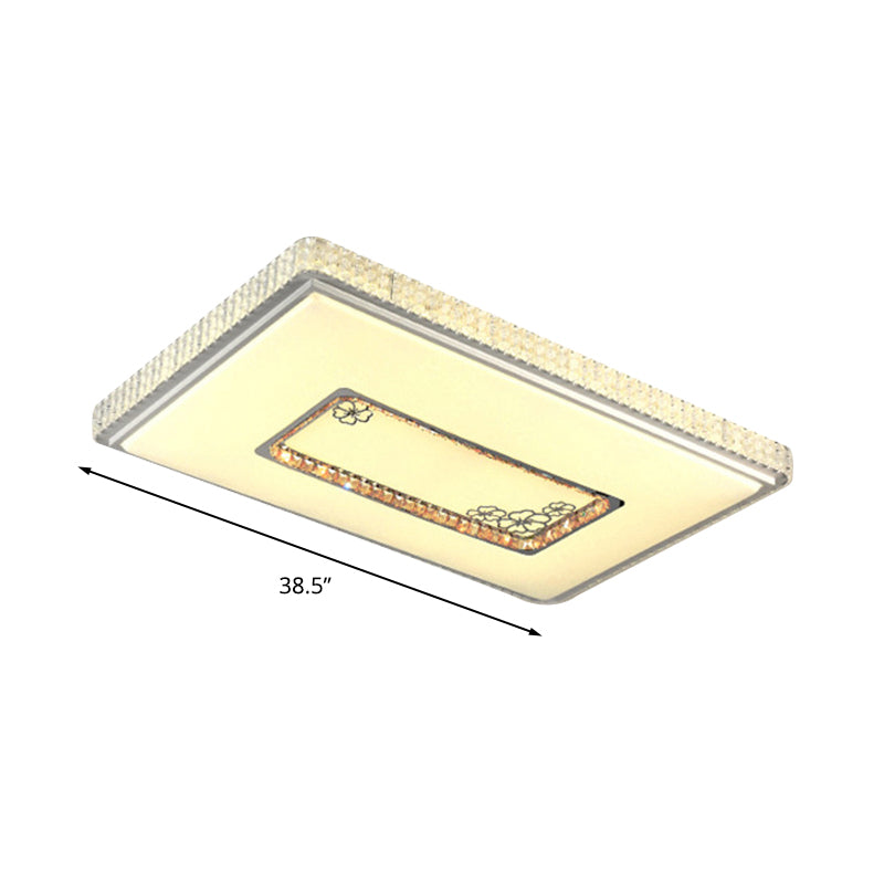 Lámpara de techo de bloque de cristal de rectángulo de estilo simple LED blanco de montaje de luz de montaje en 3 colores/control remoto