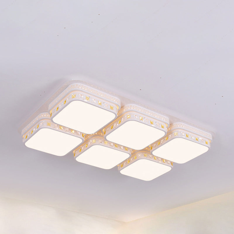 Rechthoekige Plafond Licht Minimalistisch Kristal Blok Wit LED Flush Mount Licht in Warm/White/3 Color Light