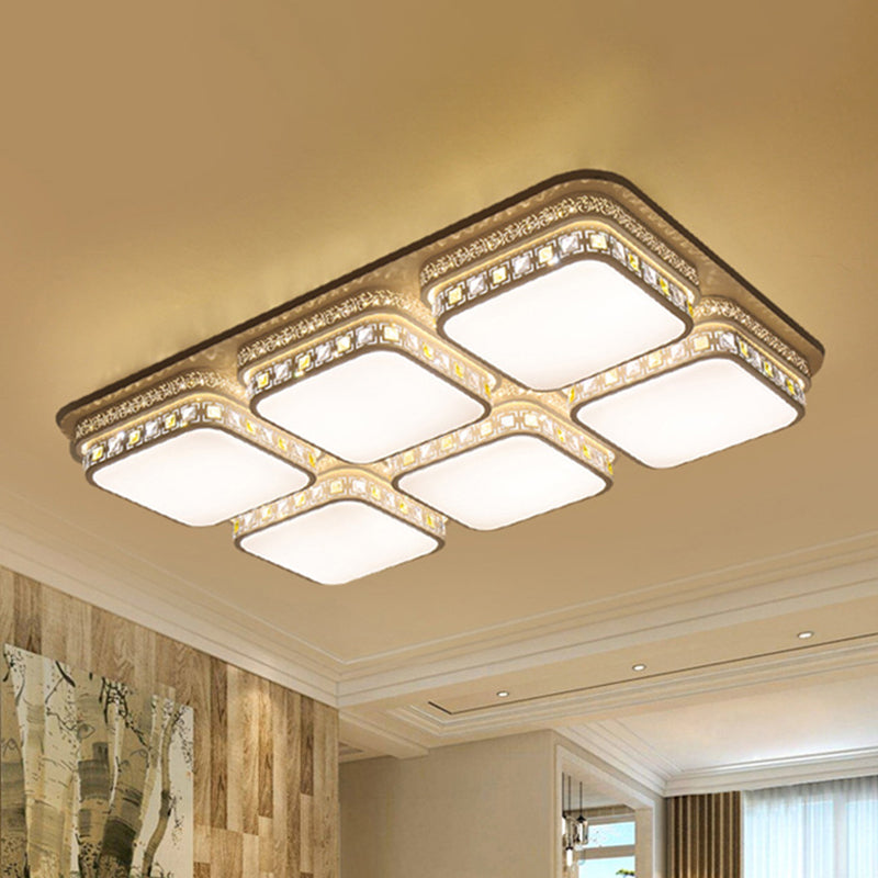 Rechthoekige Plafond Licht Minimalistisch Kristal Blok Wit LED Flush Mount Licht in Warm/White/3 Color Light