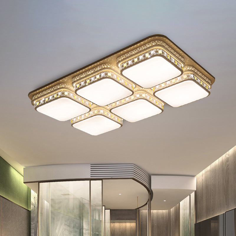 Rechthoekige Plafond Licht Minimalistisch Kristal Blok Wit LED Flush Mount Licht in Warm/White/3 Color Light