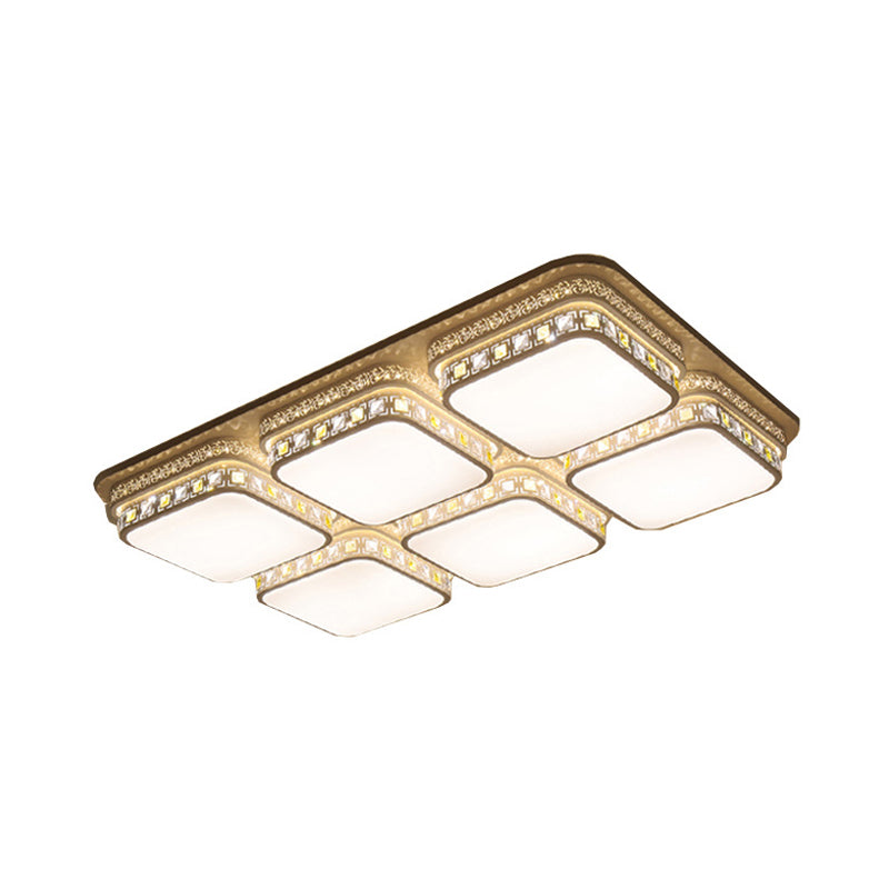 Rectangular Ceiling Light Minimalist Crystal Block White LED Flush Mount Light in Warm/White/3 Color Light