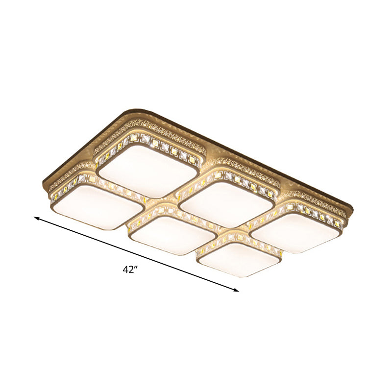 Rechthoekige Plafond Licht Minimalistisch Kristal Blok Wit LED Flush Mount Licht in Warm/White/3 Color Light