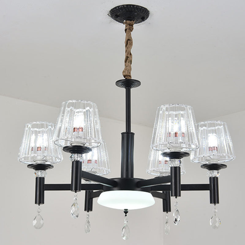 Handcrafted Stained Glass Chandelier Shaded Mediterranean Style Suspension Light for Lobby