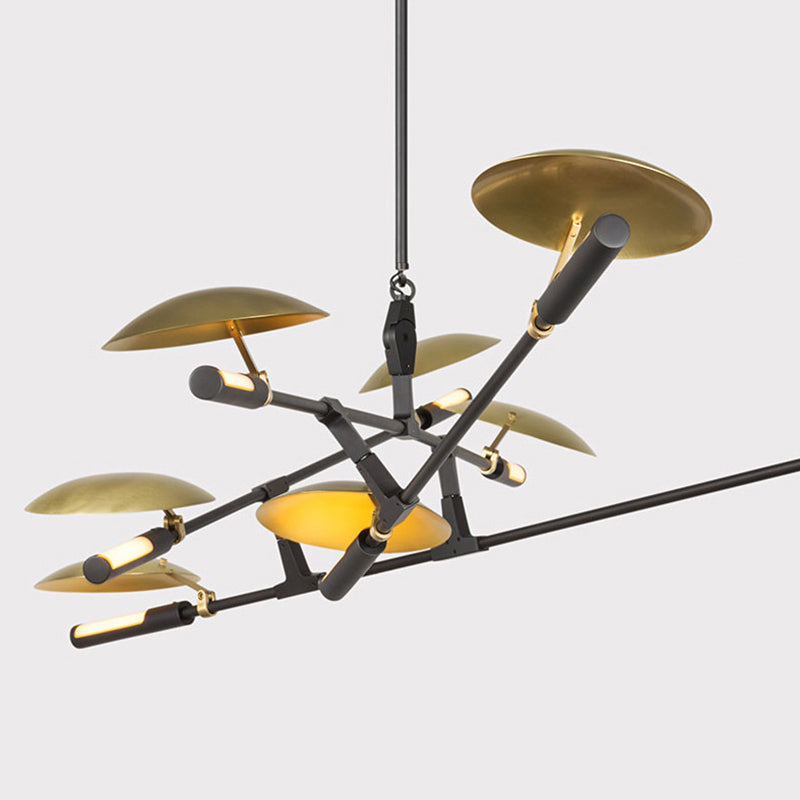 Black and Gold Sputnik Chandelier Postmodern 8-Light Metal Hanging Light with Round Shade