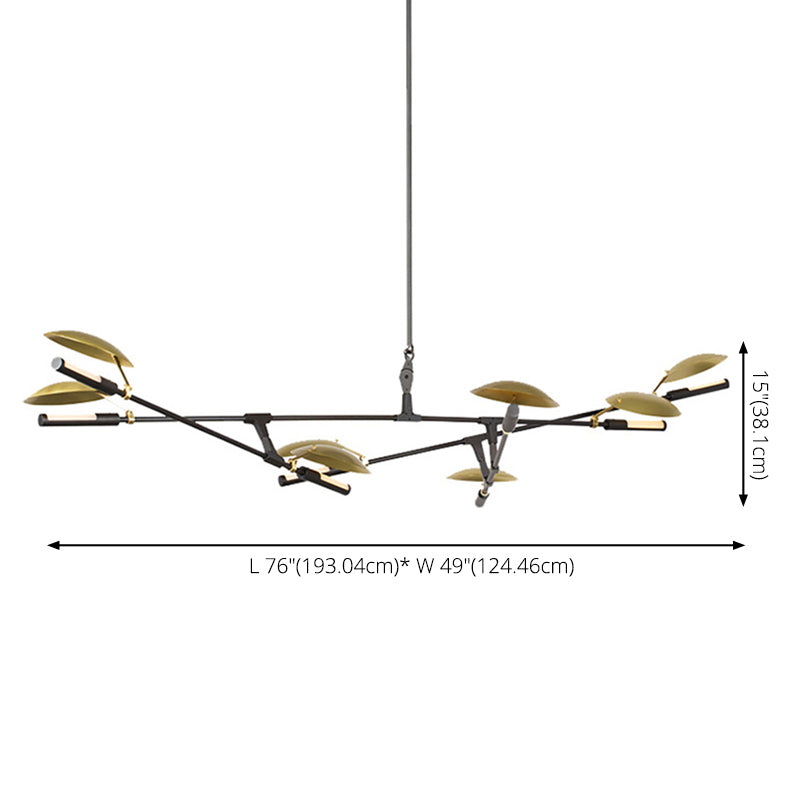 Black and Gold Sputnik Chandelier Postmodern 8-Light Metal Hanging Light with Round Shade