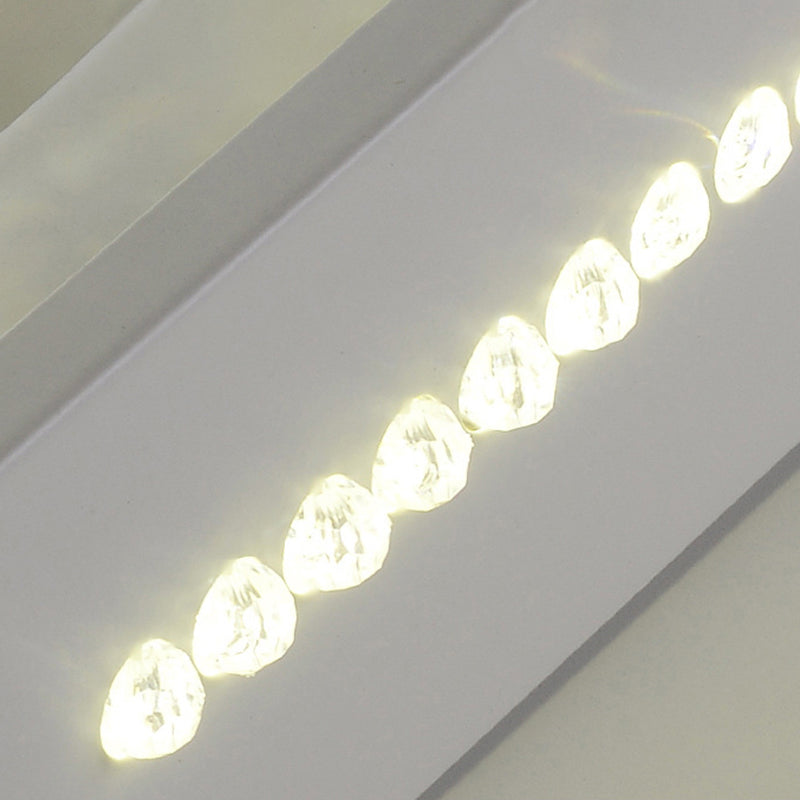 Witte Vierkante Ingebouwde Licht Eenvoudige Stijl Acryl LED Dicht bij Plafondlamp met Crystal Beaded Accent