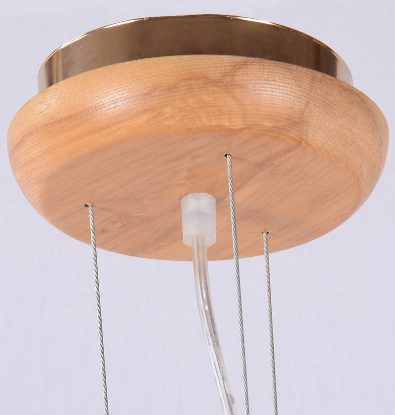 Burst Shaped Chandelier Lighting Nordic Wooden 12-Head Bedroom Hanging Light Fixture