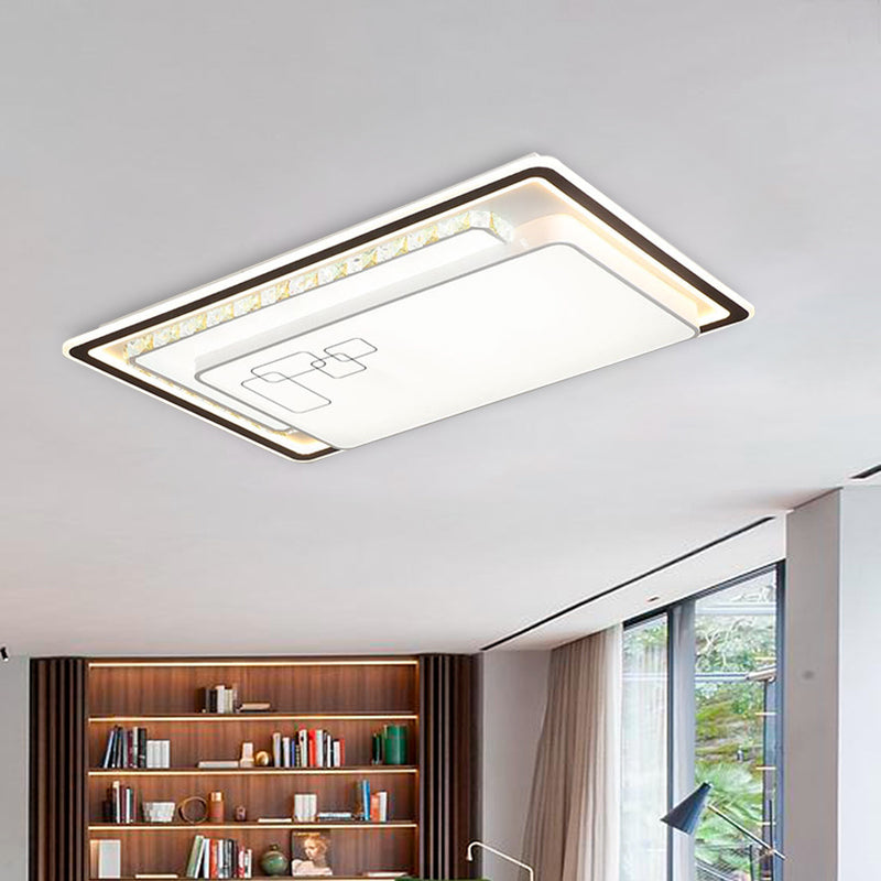 Luz de techo rectangular, luz LED blanca acrílica moderna de montaje empotrado con decoración de cristal K9