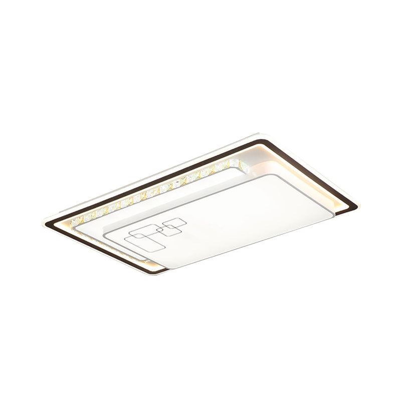 Rechteck Decke Licht Moderne Acryl Weiß LED Flush Mount Licht mit K9 Crystal Dekoration