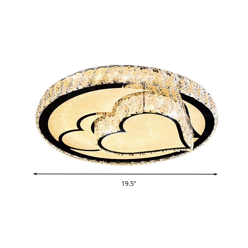 Moderne LED-plafondlamp Witte Maan en Ster/Hart Inbouwlamp met Kristalblokaccent voor Slaapkamer