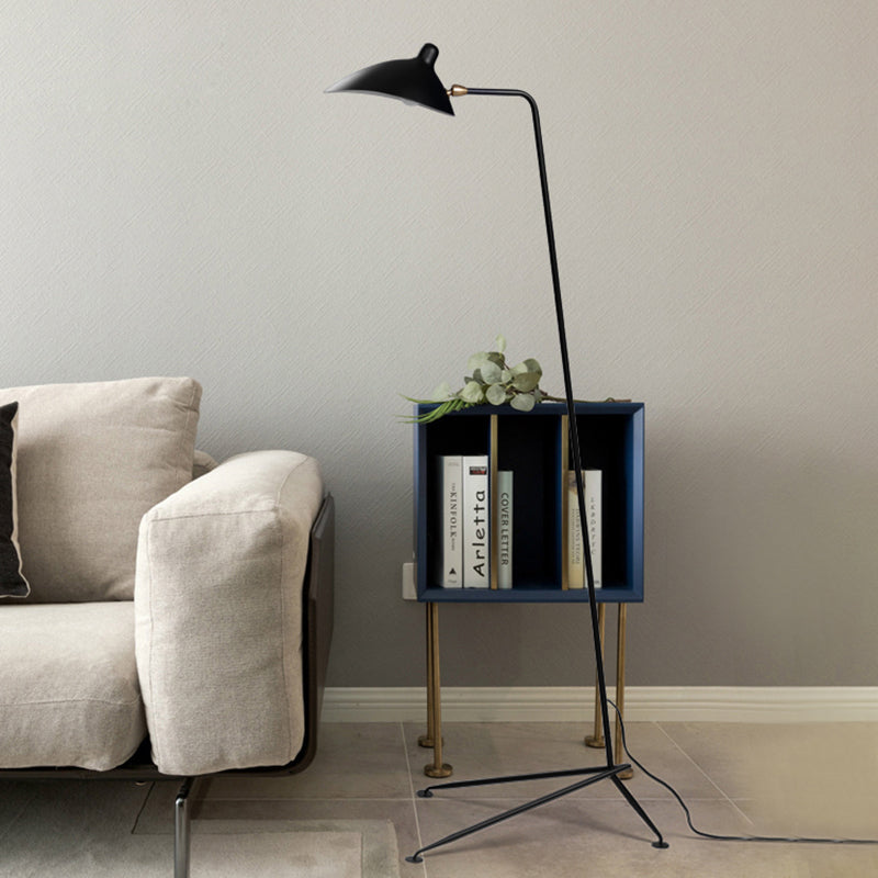 1/3-Light Living Room Floor Lamp with Duckbill Metal Shade Modern Style Black Finish Floor Standing Lamp