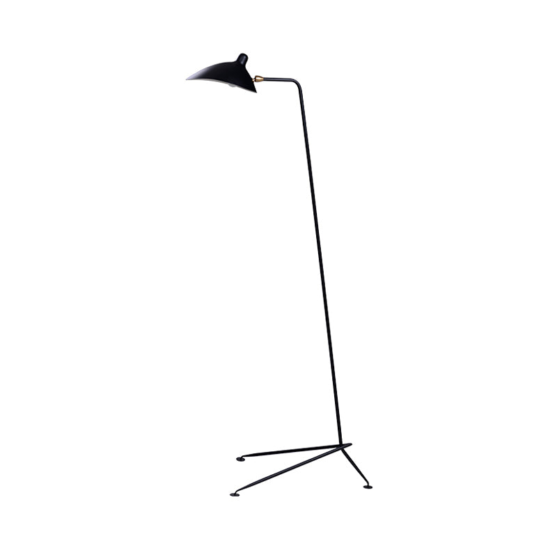 1/3-Light Living Room Floor Lamp with Duckbill Metal Shade Modern Style Black Finish Floor Standing Lamp