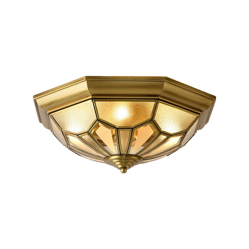 Dome Flush Light Fixture Vintage Metal 4 Heads Brass Ceiling Mounted Light for Living Room