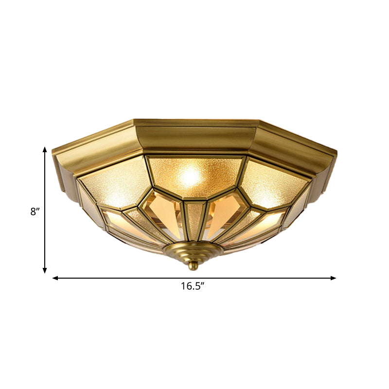 Dome Flush Light Fixture Vintage Metall 4 Köpfe Messing Deckenleuchte für Wohnzimmer