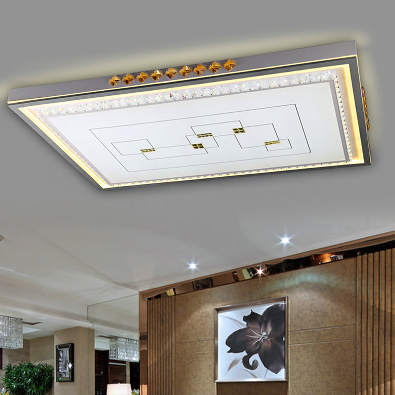 Plafoniera a LED rotonda/quadrata/rettangolare Contemporanea in acrilico bianco da incasso con telecomando Dimmerazione continua/Luce a 3 colori