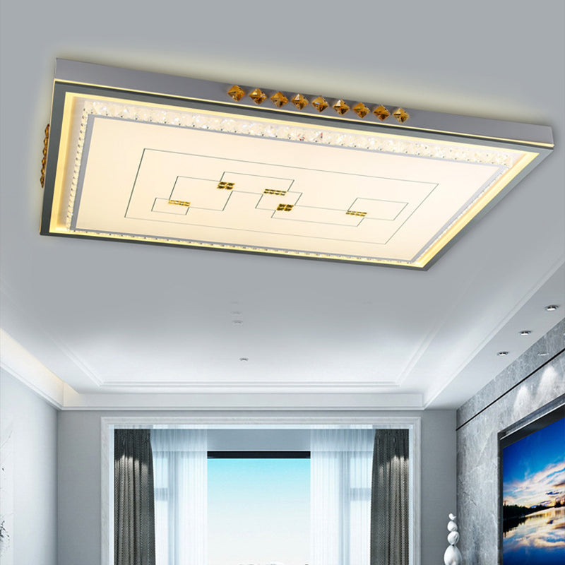 Plafoniera a LED rotonda/quadrata/rettangolare Contemporanea in acrilico bianco da incasso con telecomando Dimmerazione continua/Luce a 3 colori