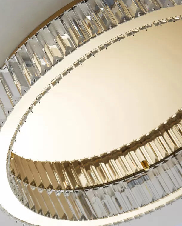 Circle Close to Ceiling Lighting Modern Crystal LED Gold Flush Mount Ceiling Light Fixture