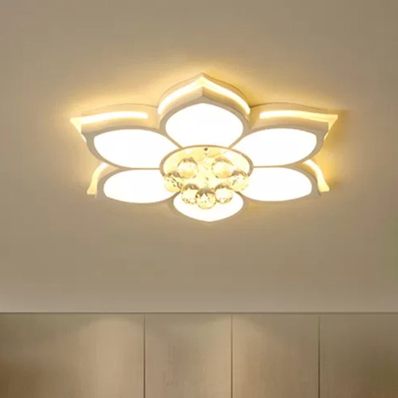 Luminaire encastré à fleurs blanches, cristal LED moderne, éclairage proche du plafond