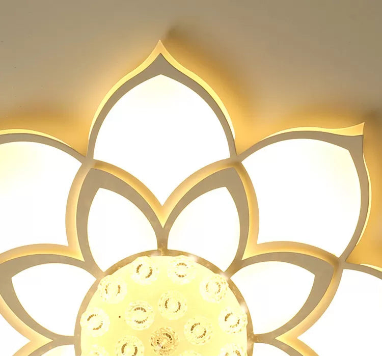 Luminaire encastré à fleurs blanches, cristal LED moderne, éclairage proche du plafond