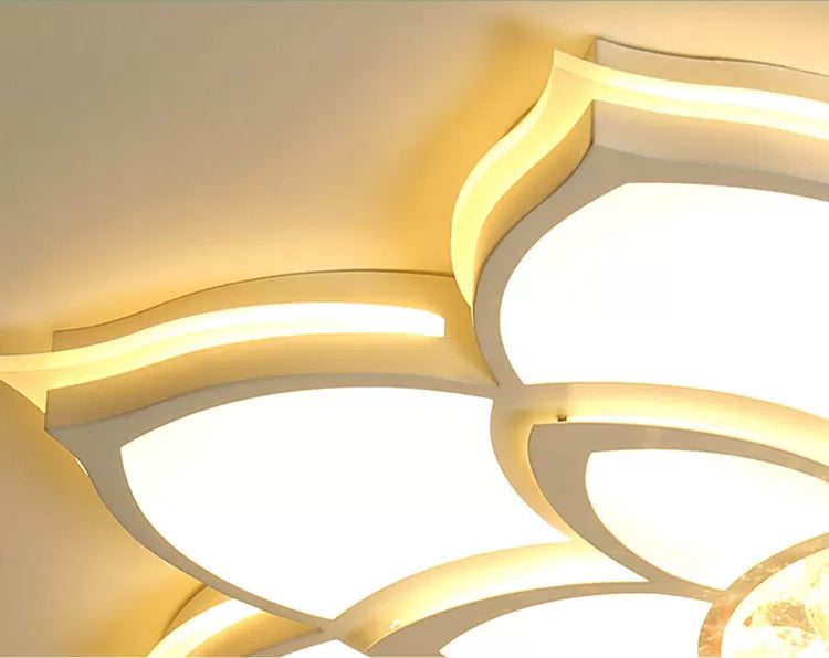 Lámpara de montaje empotrado con forma de flor blanca, cristal LED moderno cerca de la iluminación del techo