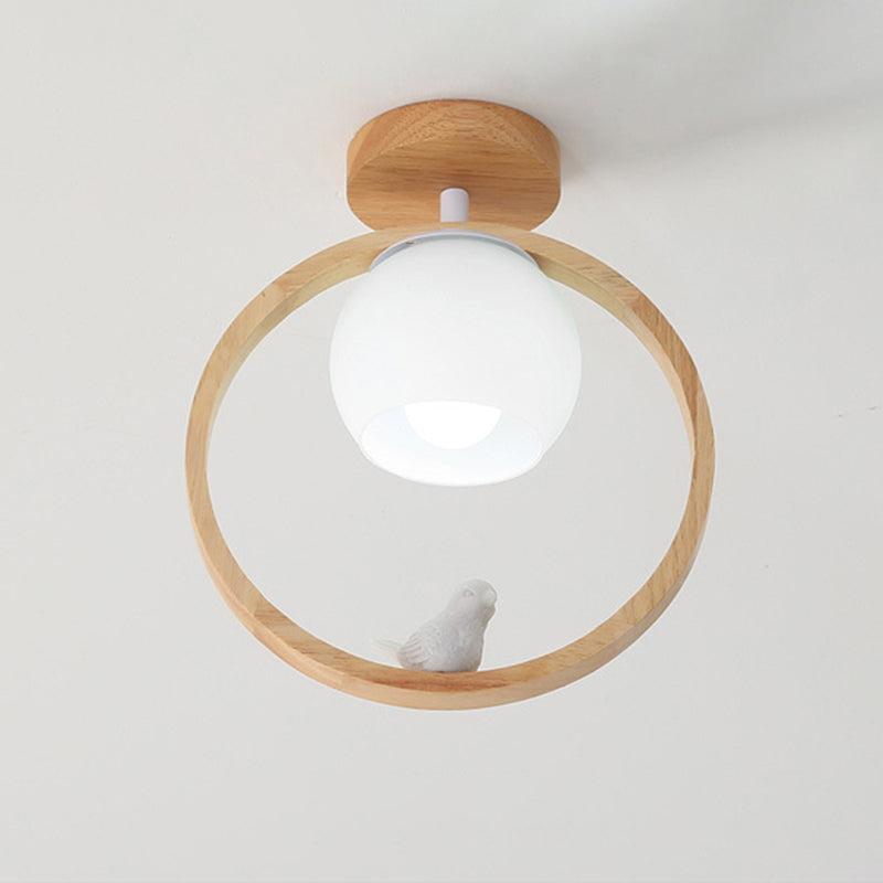 Plafond d'allée Light Light Light Modern Wood Plafond Mouted Light avec cercle Obelle en bois