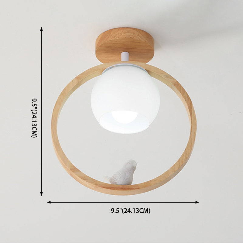 Plafond d'allée Light Light Light Modern Wood Plafond Mouted Light avec cercle Obelle en bois